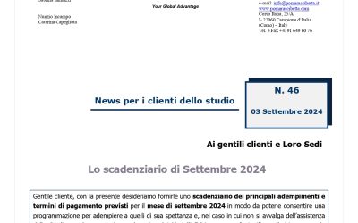 Lo scadenziario di Settembre 2024