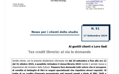 Tax credit librerie: al via le domande