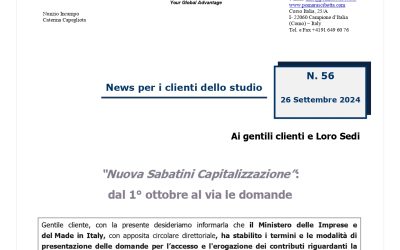 “Nuovi Sabatini capitalizzazione” dal 1° ottobre al via le domande